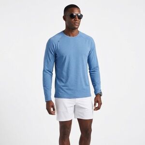 Rhone Reign Long Sleeve Performance Shirt | Blue Heather | Men's Large